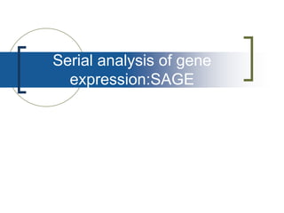 Serial analysis of gene expression:SAGE  