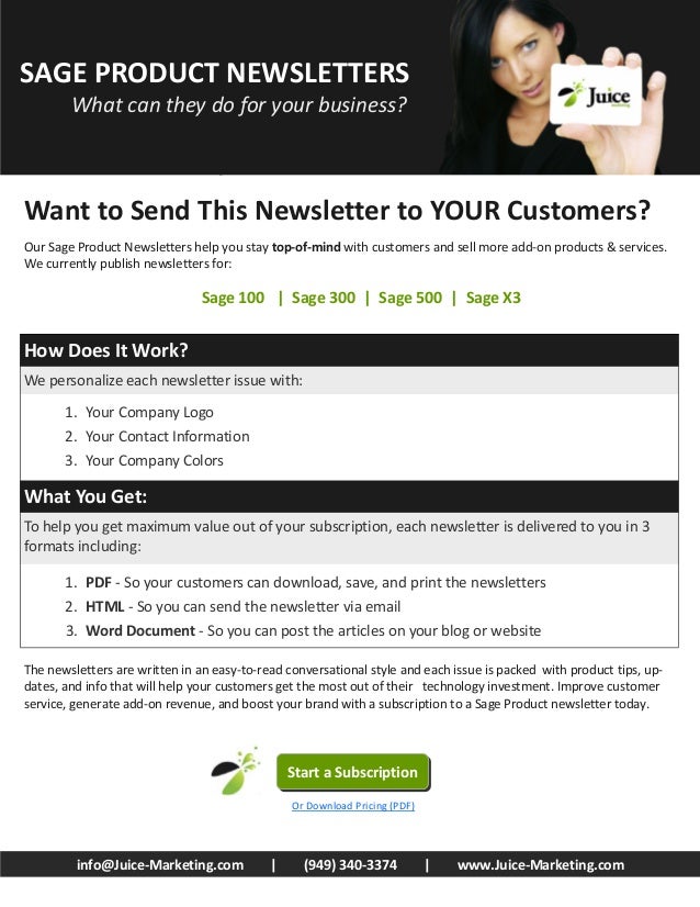 Sage 100 ERP Newsletter Sample Issue