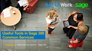 Useful Tools in Sage 300
Common Services
11/16/2017 1
Kelly Hummel, Director – Sage 300Presented by:
 