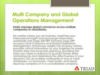 Sage 300 ERP (formerly Sage ERP Accpac) - Triad Software Services | PDF