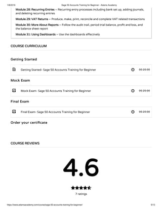 Sage Entry Level Tutorial Sage 50 Accounts Training for Beginner - Adamsacademy | PDF