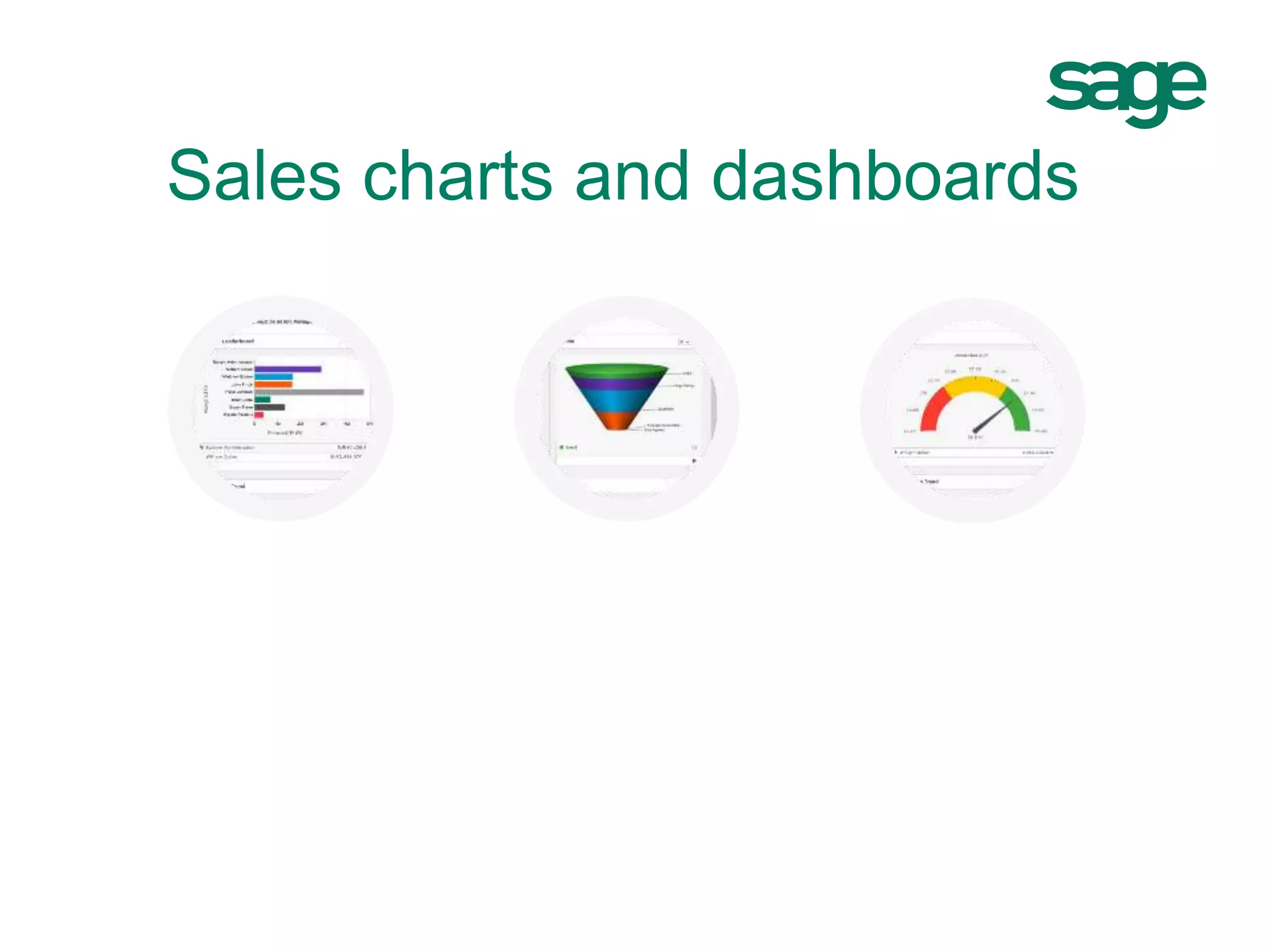 Sales charts and dashboards
 