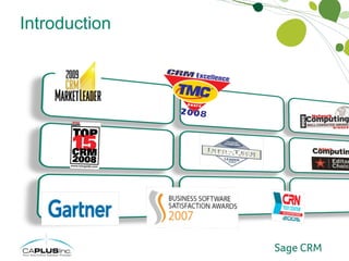 Introduction Multi-Award Winning Sage CRM 