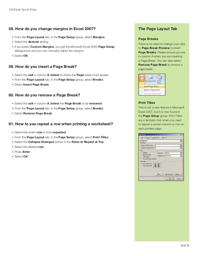 Excel 2007 tips tricks performance