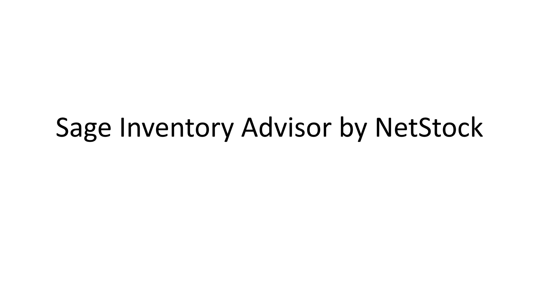Sage Inventory Advisor by NetStock
 