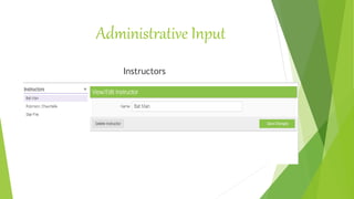 Administrative Input
Instructors
 