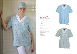 Clàssicsdona/Clásicosmujer/Classiquespourlafemme/Classicsforwomen
102
12/01
30/01
9621 186/110
CHAQUETA PIJAMA flores
COLOR:
12/01 - Flores celeste/ blanco
30/01 - Flores verde/ blanco
TALLAS: S-M-L-XL
• 67% Poliéster - 33% Algodón
• Estampado flores
• Manga lcorta
• Cuello pico combinado blanco
• 3 Bolsillos
• Cortes laterales
Tejido ligero fresco
102
 