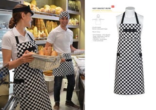 Davantals/Delantales/Tabliers/Aprons
68
1837 068/057 90/90
DELANTAL PETO bolsillos
COLOR: 90/90
Damero estampado/negro
TALLA: Única
• 67% Poliéster - 33% Algodón
• Sarga estampada 210gr/m2
• Medidas 90 x 74 cm
• 3 Bolsillos combinados
• Cinta combinada
68
 