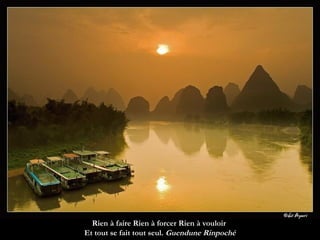 Rien à faire Rien à forcer Rien à vouloir  Et tout se fait tout seul.  Guendune Rinpoché 