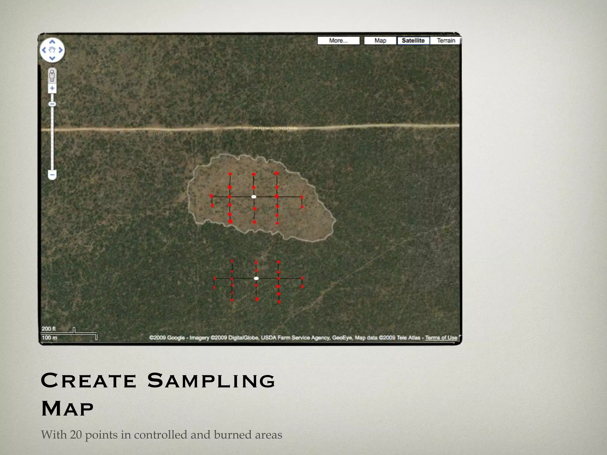Create Sampling Map With 20 points in controlled and burned areas 