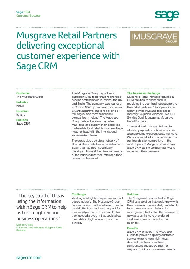 Sage CRM & Musgrave Retail providing business support for retail