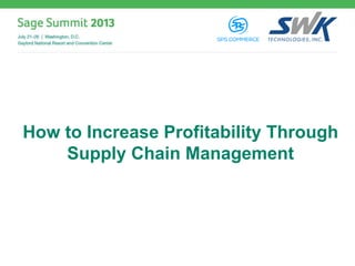 How to Increase Profitability Through
Supply Chain Management
 