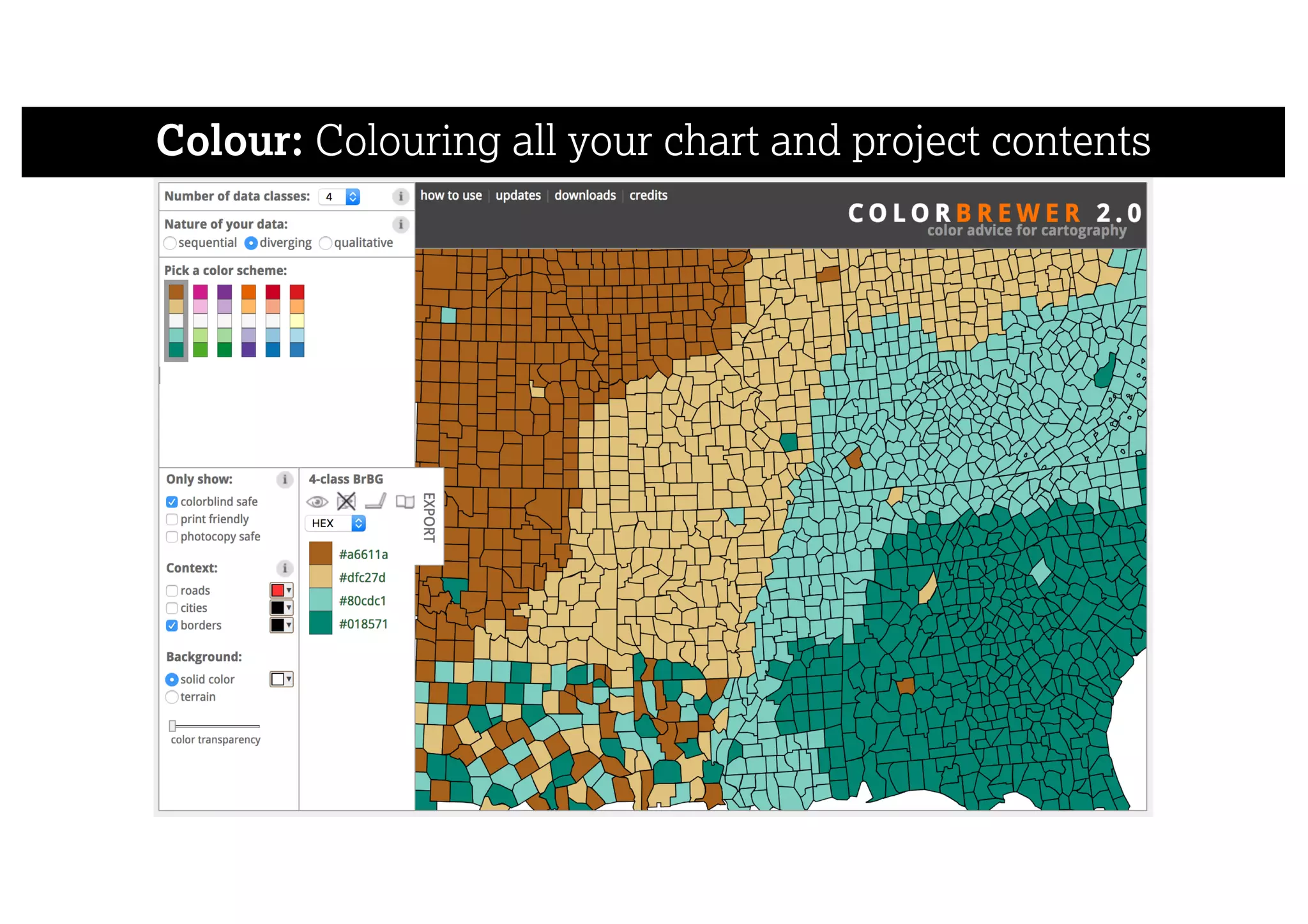Colour: Colouring all your chart and project contents
 