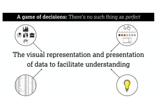 The visual representation and presentation
of data to facilitate understanding
A game of decisions: There’s no such thing as perfect
 