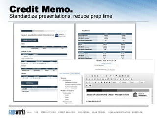 Credit Memo.
Standardize presentations, reduce prep time
 