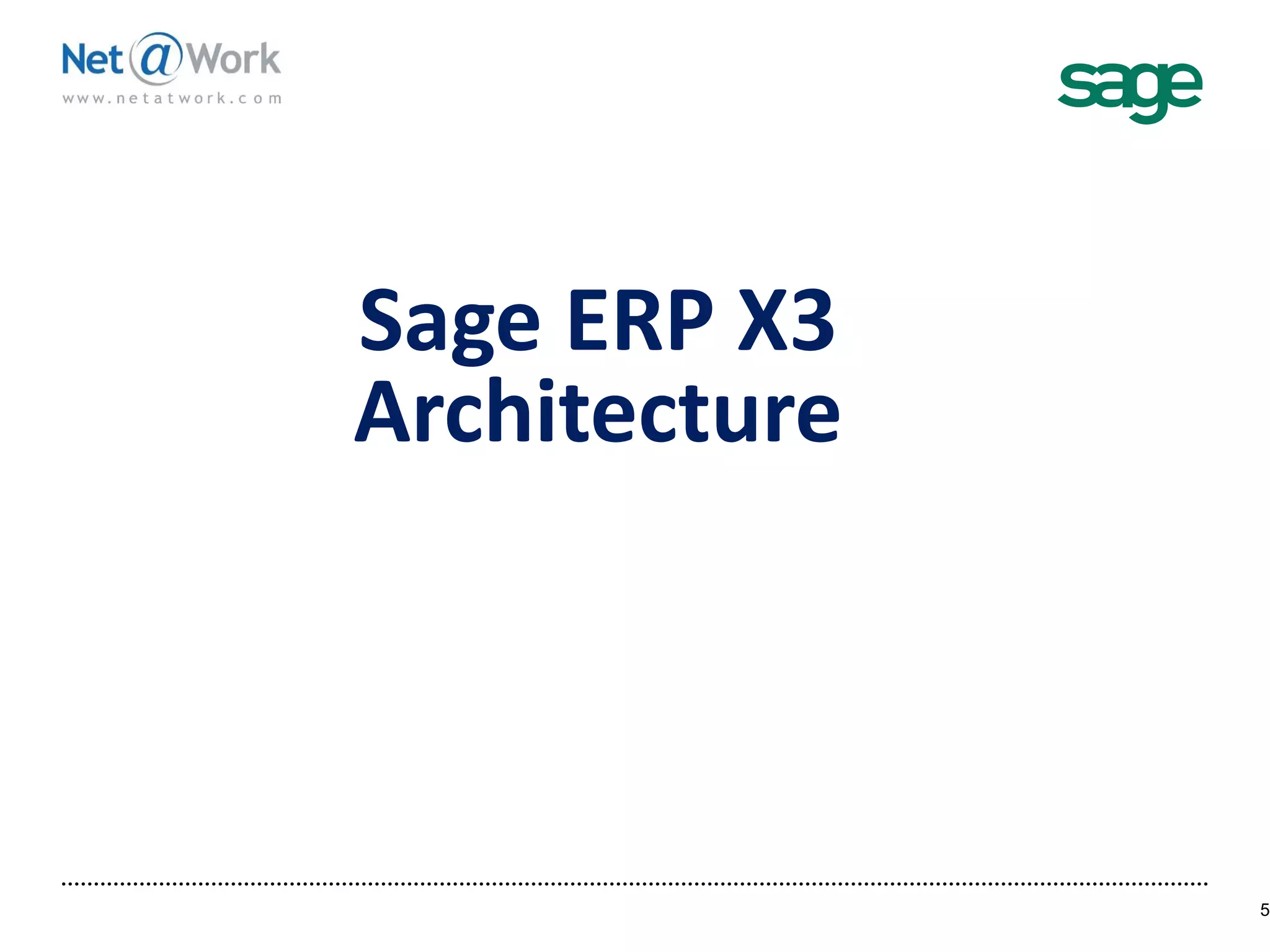 Sage ERP X3
Architecture
5
 