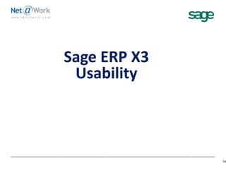 Sage ERP X3
Usability
14
 
