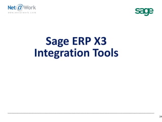 Sage ERP X3
Integration Tools
24
 