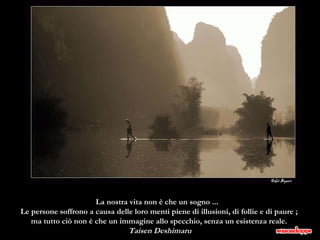La nostra vita non è che un sogno ...  Le persone soffrono a causa delle loro menti piene di illusioni, di follie e di paure ;  ma tutto ciò non è che un immagine allo specchio, senza un esistenza reale.   Taisen Deshimaru 