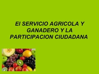 El SERVICIO AGRICOLA Y
GANADERO Y LA
PARTICIPACION CIUDADANA
 