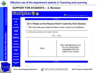 Effective use of the department website in Teaching and Learning SUPPORT FOR STUDENTS –  2. Revision 