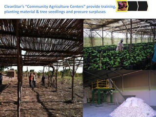 CleanStar’s “Community Agriculture Centers” provide training,
planting material & tree seedlings and procure surpluses
12
 