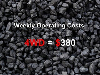 Weekly Operating Costs   4WD  =  $ 380 