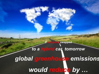 If  everyone  swapped to a  hybrid  car  tomorrow global  greenhouse  emissions  would  reduce  by … 
