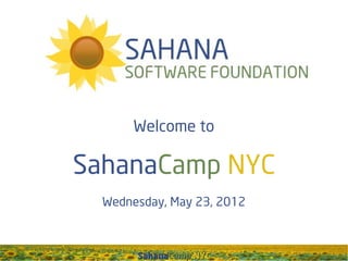 Welcome to

SahanaCamp NYC
  Wednesday, May 23, 2012



       SahanaCamp NYC
 