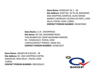 110019 Pin Code Sahara Q Shop Locator Delhi | PPTX