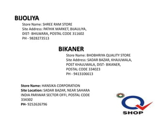 Sahara Q Shop Locator Rajasthan | PPTX