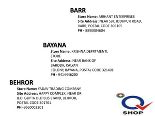 Sahara Q Shop Locator Rajasthan | PPTX