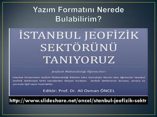 Atış ve Alıcı Noktalarının İşaretlenmesiAtış ve Alıcı Noktalarının İşaretlenmesi
Topografya çalışmasının amacı Projeden gelen atış
ve alıcı noktalarının arazideki yerini
işaretlemektir.
Öncelikle ilk yapılacak iş projenin verdiği atış ve
reciver noktalarının koordinatlarının GPS*
aletlerine yüklemektir.Böylelikle arazide GPS
sayesinde noktalarımızın yerini belirleyip o
noktayı işaretleyip boyarız.
Atış noktalarının belirlenmesi;
Tekman projemizde atış aralıklarımız 50 m
olarak belirlenmiştir. Buna göre topografya
çavuşu projenin belirlediği atış noktaları
koordinatlarını her 50 m de bir durarak işaretler.
Genellikle arazi yapısından dolayı, sondaj
kamyonunun yanaşamayacağını varsayılarak hat
üzerindeki atış noktası sağ veya sola offset
verilerek işaretlenir.
Alıcı noktalarının belirlenmesi;
Tekman projemizdeki grup aralıklarımız 25
m olarak belirlenmiştir. Buna topografya çavuşu
projenin belirlediği alıcı noktalarının
koordinatlarını her 25 m de bir durarak işaretler.
Alıcı noktalarında kablo serimi olacağı için
olağanüstü bir engel çıkmadıkça noktanın yeri
değiştirilmez.
 