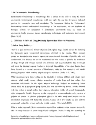 Designing of drug delivery system for biotechnology products ...