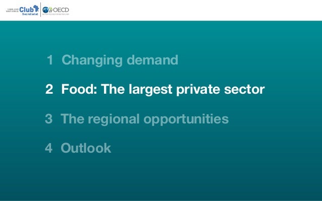 ClubSAHEL AND
WEST AFRICA
Secretariat
3 The regional opportunities
4 Outlook
1 Changing demand
2 Food: The largest private...