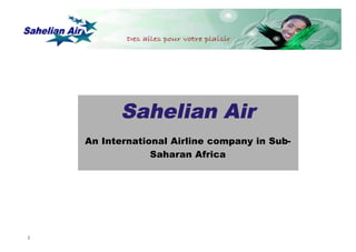 Sahelian Air
    An International Airline company in Sub-
                 Saharan Africa




1
 