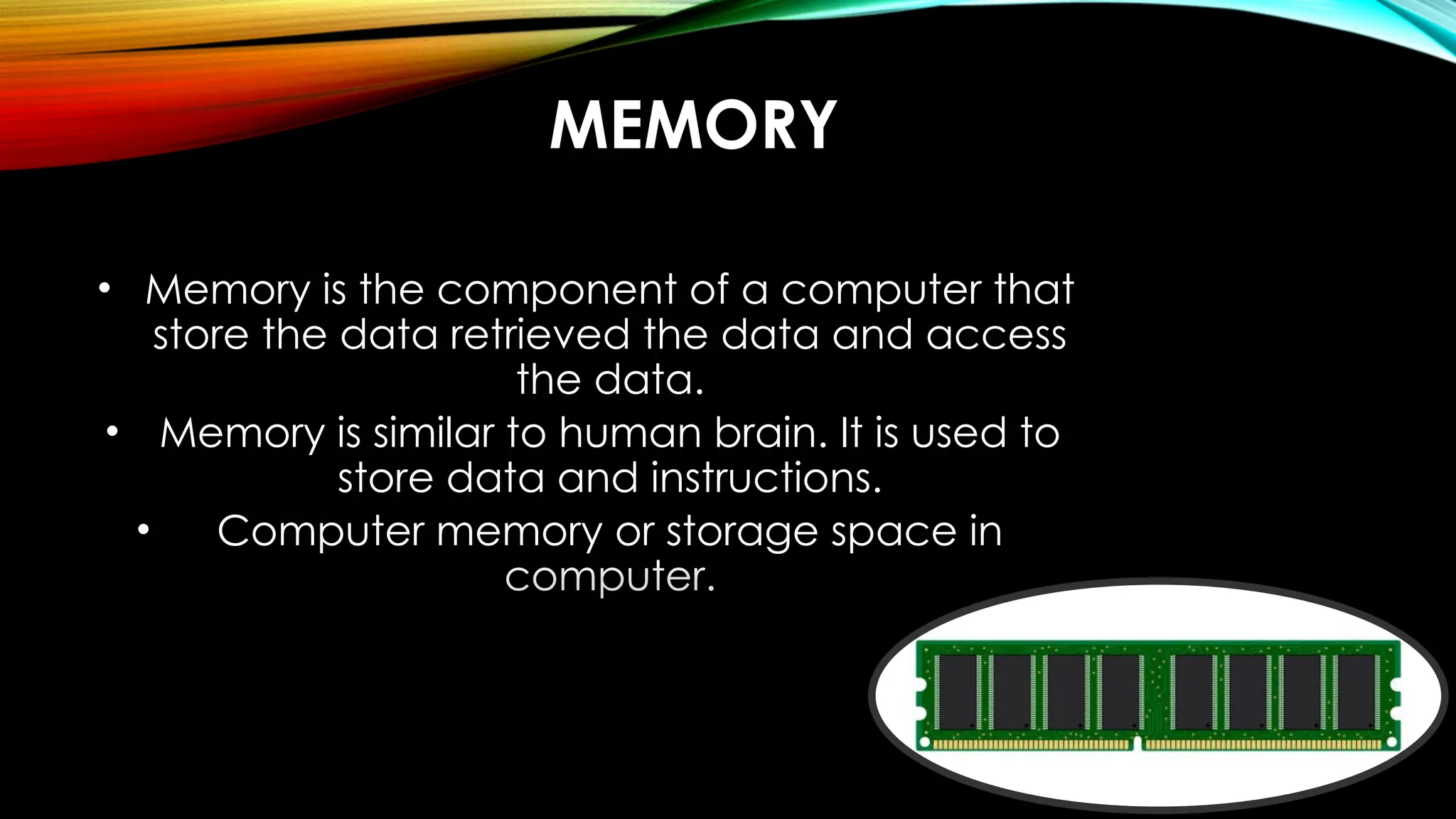 memory and its types primary memory secondar y memory RAM and ROM HARD ...