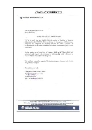 COMPANY CERTIFICATE
 