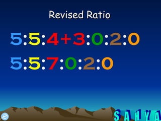 Revised Ratio   5 : 5 : 4+3 : 0 : 2 : 0 5 : 5 : 7 : 0 : 2 : 0 
