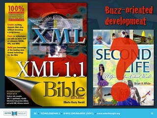 Buzz-oriented
                                                            development




                                                             ?
IIC » TECHNOLOGIEPARK 3 » B-9052 ZWIJNAARDE (GENT) » www.outerthought.org   15
 