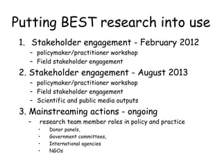 Biodiversity, Ecosystem services, Social sustainability and Tipping points in East African rangelands (BEST) 