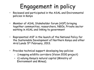 Biodiversity, Ecosystem services, Social sustainability and Tipping points in East African rangelands (BEST) 
