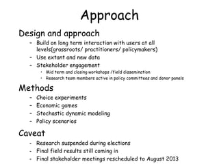 Biodiversity, Ecosystem services, Social sustainability and Tipping points in East African rangelands (BEST) 