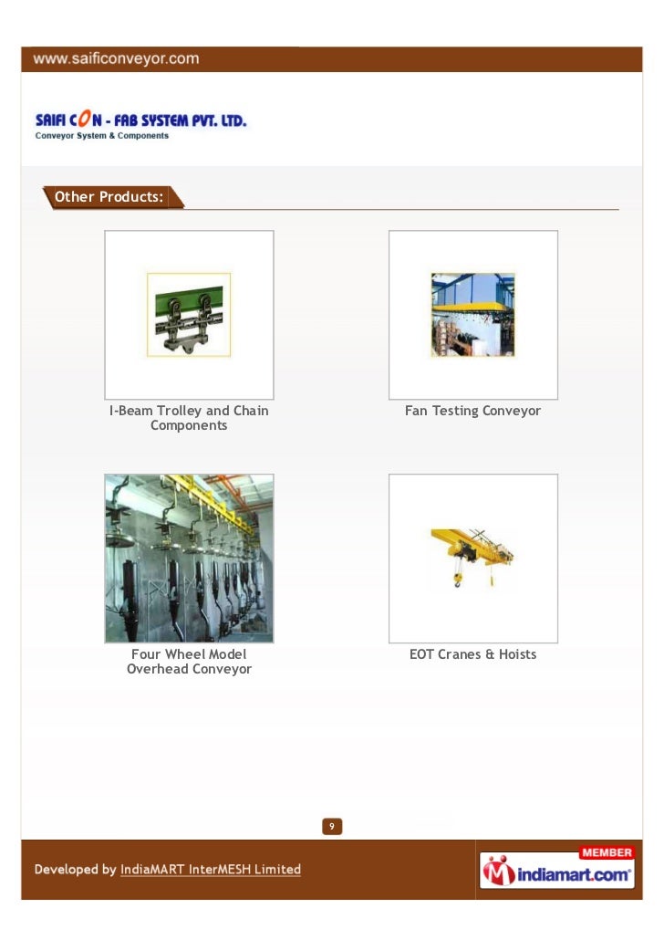 Saifi Con-Fab System Pvt. Ltd., Faridabad, Monorail Overhead Conveyors