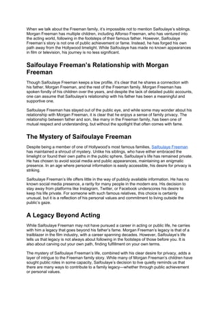 The Quiet Life of Saifoulaye Freeman: Son of Morgan Freeman | DOCX