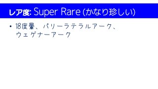 レア度: Super Rare (かなり珍しい)
• 18度暈、パリーラテラルアーク、
ウェゲナーアーク
 