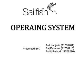 OPERAING SYSTEM
Anil Kanjaria (11708201)
Raj Paramar (11708215)
Rohit Rathod (11708220)
Presented By :
 