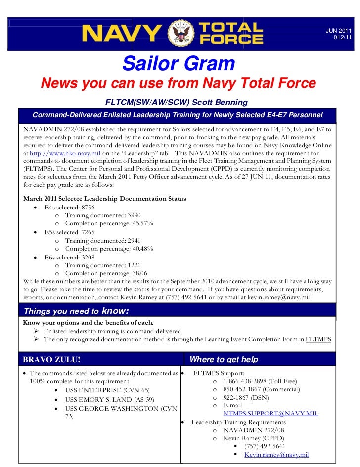 sailor gram 012 11 enlisted leadership training ntmps