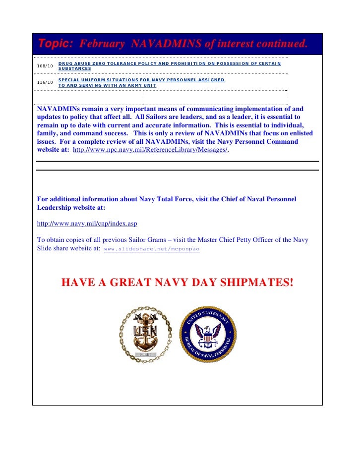 Sailor gram 11 10 march navadmin review