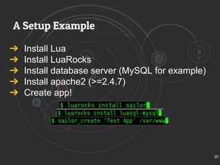 Sailor - A web MVC framework in Lua by Etiene Dalcol (Lua Workshop 2014 ...